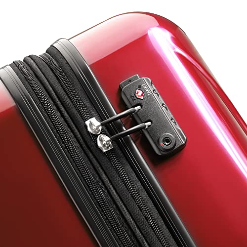 DELSEY PARIS Helium Aero Hardside Expandable Luggage with Spinner Wheels, Brick Red, Checked-Medium 24 Inch