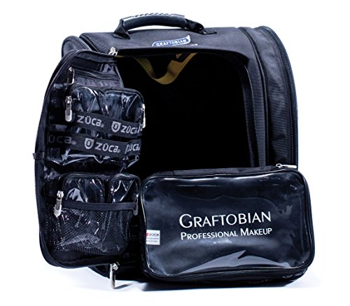 Zuca Makeup Artist Backpack with 2 Vinyl Removable Pouches, 4 Internal Pouches, Thermal Pocket, Mesh Pocket and Straps - Graftobian Professional