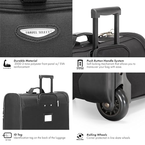 Travel Select Amsterdam Business Rolling Garment Bag, Softside Expandable Rolling 2-Wheeled Suit Carrier, Gray, One Size