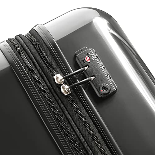 DELSEY PARIS Helium Aero Hardside Expandable Luggage with Spinner Wheels, Brushed Charcoal, Checked-Medium 24 Inch