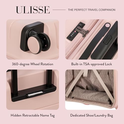 Bric's B|Y Ulisse Checked Luggage with Spinner Wheels – Expandable Lightweighted Hard Shell Suitcase, TSA Combination Lock - Removeable Wash Bag Included - 28 Inch, Pearl Pink