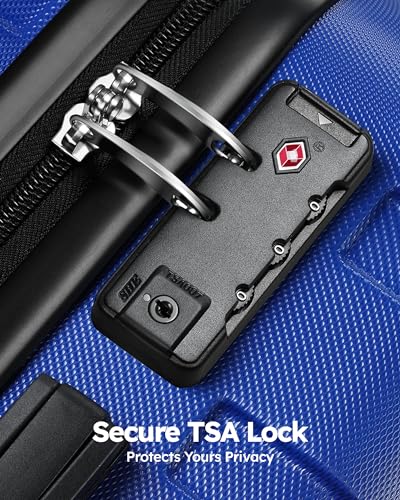 Suitour Luggage 3 Piece Sets Hard Shell Luggage Set with Spinner Wheels, TSA Lock, 20 24 28 inch Travel Suitcase Sets, Bright Blue