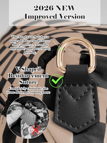 Black and White Checkered Crossbody Bum Bag for Women,Spacious Checkered Purse Fanny Packs Belt Bag Sling Bag with Shoulder Strap (khaki Checkered)