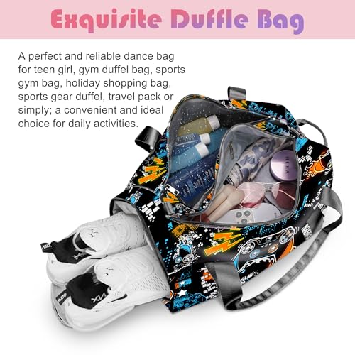 Kids Overnight Duffle Bag Boys Sport Gym Bag with Shoe Compartment & Wet Pocket, Carry On Weekender Travel Bag for Kid Boys