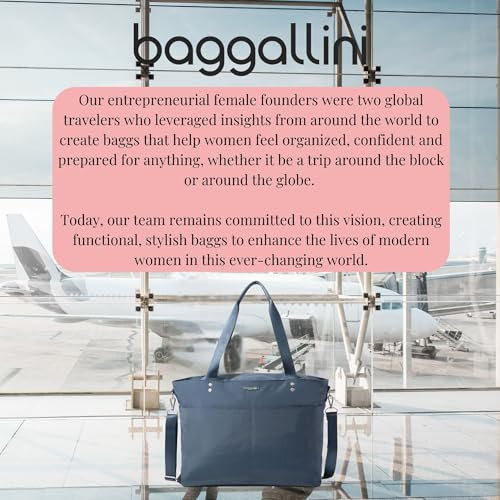 Baggallini Carryall Laptop Tote - Medium 12x19 Inch Travel Crossbody Shoulder Bag