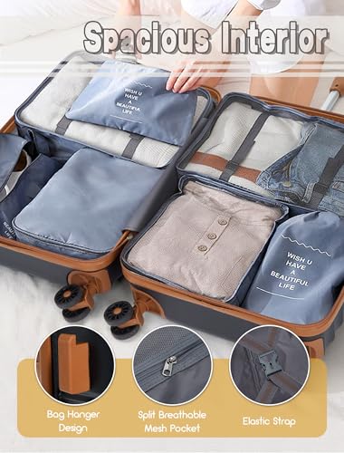 CONCEPTEN Luggage Sets 5 Piece, Suitcases with Wheels, Hardshell Suitcase Set, ABS Carry on Luggage Set with TSA Lock, Travel Luggage