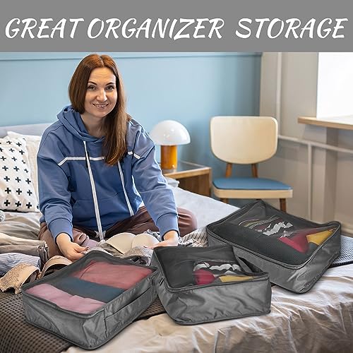 Silkfly 8 Pcs XL Packing Cube for Travel Luggage Organizer Suitcase High Capacity Large Packing Bag Bulk Reusable Mesh Travel Cube for Hiking Camping Accessory, 17.7 x 13 x 4.7 Inch (Gray)