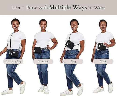 Baggallini Triple Zip Crossbody Bag for Women - Convertible Crossbody Fanny Pack Belt Bag - Lightweight Water-resistant