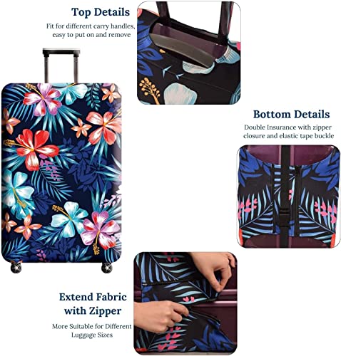 GOXUNYUAN Suitcase Cover, Carry on Luggage Cover Protector - Travel Elastic Spandex Luggage Covers Fits 22 to 24 Inch Flower