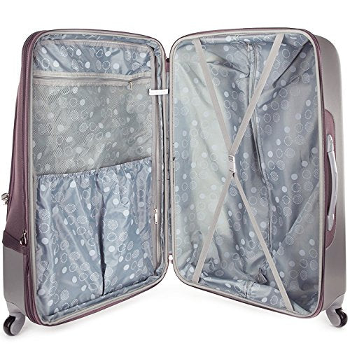 Rockland Rome Hybrid Spinner Wheel 3 Piece Luggage Set (20"/24"/28"), Lavender