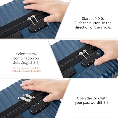 Rosamo Luggage Sets 3 Piece, ABS Suitcase Set (20/24/28), Hardside luggage with Spinner Wheels, Travel Luggage,14x8x9 Airline Approved Carry on, Lightweight Luggage with High-Security Lock