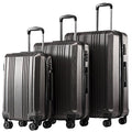 Coolife Luggage 3 Piece Set PC+ABS Hardshell Suitcases with TSA Lock, Spinner Lightweight (grey, 3 piece set)