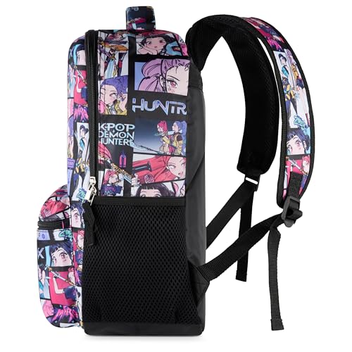 AI ACCESSORY INNOVATIONS K-Pop Demon Hunters Huntrix 16” Backpack for Girls, Featuring an AOP of Rumi, Zoey, Mira, Allover Print