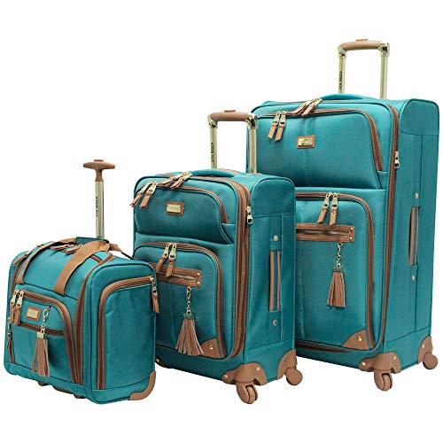 Steve Madden Designer Luggage Collection - 3 Piece Softside Expandable Lightweight Spinner Suitcase Set - Travel Set Includes an Under Seat Bag, 20-Inch Carry on and 28-Inch Checked Suitcase, Harlo