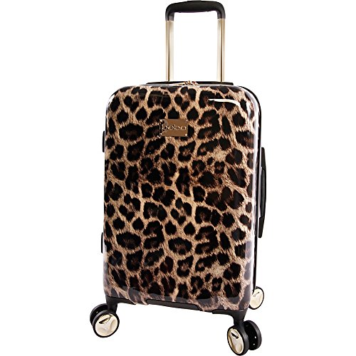 BEBE Women's Adriana 21" Hardside Carry-on Spinner Luggage,Telescoping Handles, Leopard, One Size