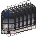 KEEGH Clear Garment Bags for Dance Costumes 40 inch Dance Garment Bags for Dancers Hanging Clothes for Closet Storage, with 4 Zipper Pockets for Dance Competitions, Ballet, Theatre, 6 Pack, Black