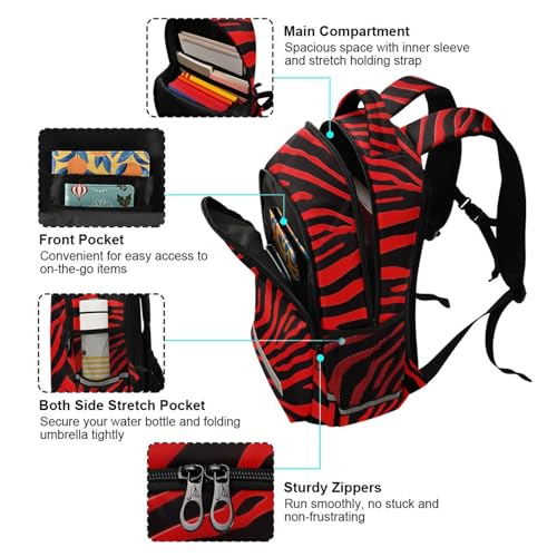 KLL Red zebras Tigers Animal Print carry on backpacks for kids with big bookbags for elementary para bebes varon