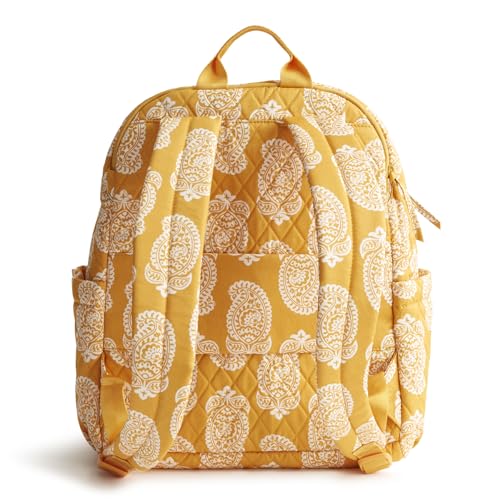 Vera Bradley Women's Bancroft Backpack - Premium Cotton, Iconic Paisley Sunflower, One Size