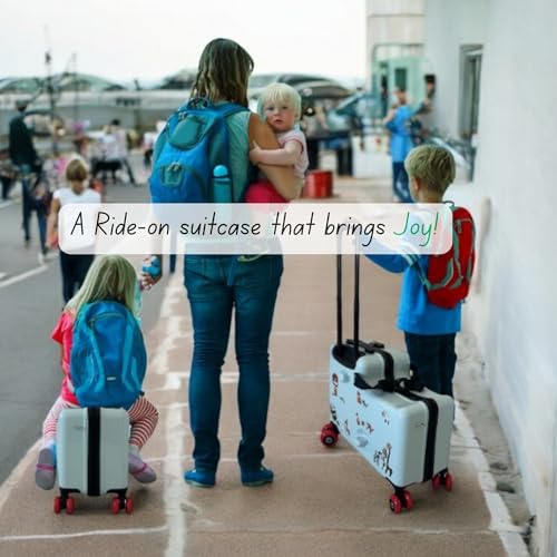 Cegali Itsy Rider 20" Ride-on Suitcase for Kids with Double Spinner Red Wheels (Beige Traveler)