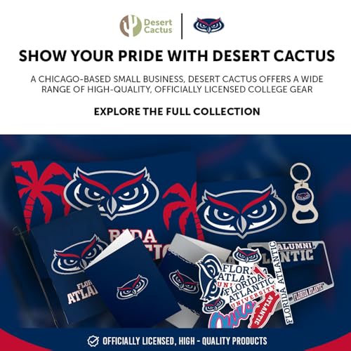 Desert Cactus Florida Atlantic University Luggage Tag – Official FAU Owls 2 Pack Travel ID Label for Suitcases, Bags, and Carry-Ons (2-Pack Acrylic Luggage Tag A)