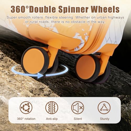 Merax 3 Piece Luggage Set 20/24/28 Inch, PC Carry On Suitcase Set with Spinner Wheels, Hardside Suitcase Set with Combination Lock, Lightweight Travel Luggage with Telescopic Handle,Orange