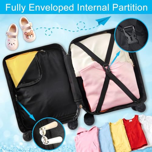 Kids Luggage Set for Boys, HardsideBoys 2Pcs Boys Travel Suitcases with Wheels, 16.5 Inch Truck Carry on Rolling Luggage Airline Approved (Black)
