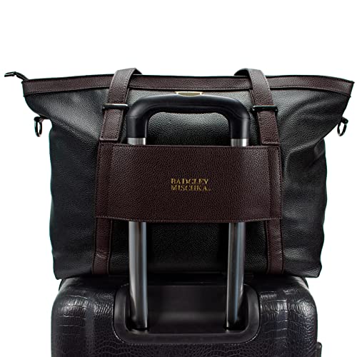 Badgley Mischka Anna XL Vegan Leather Tote Weekender Travel Bag (Black)