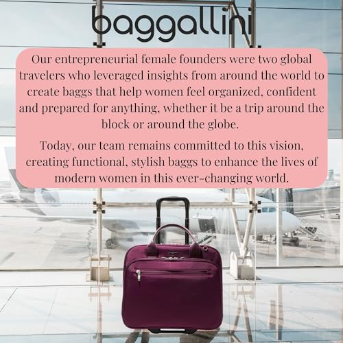 Baggallini 2 Wheel Tote Luggage - Lightweight Travel Weekender Carry-On