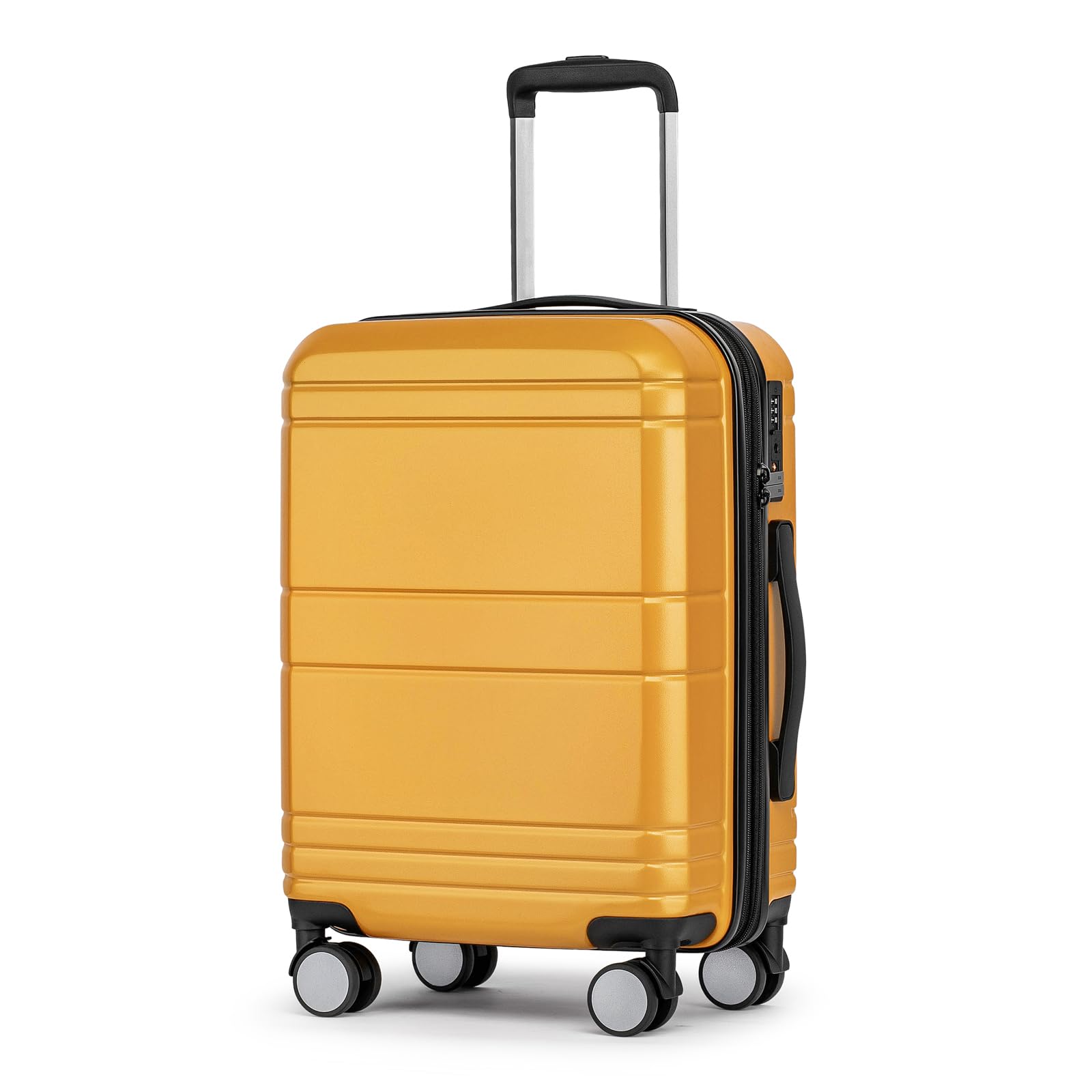 KYME Carry On Luggage 22x14x9 Airline Approved,Hardshell Carry On Suitcase With Tsa Lock,Small Suitcases with Wheels,Travel Luggage for Men Women,Expandable Carry-On 20 Inch,Yellow