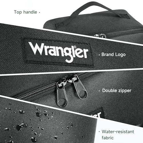 Wrangler Travel Toiletry Bag for Men & Women, Large Capacity Makeup Organizer with 4 Pockets, Water-Resistant Nylon, 180° Lay-Flat Cosmetic Bag with Handle & Double Zipper for Travel, Bathroom & Gym