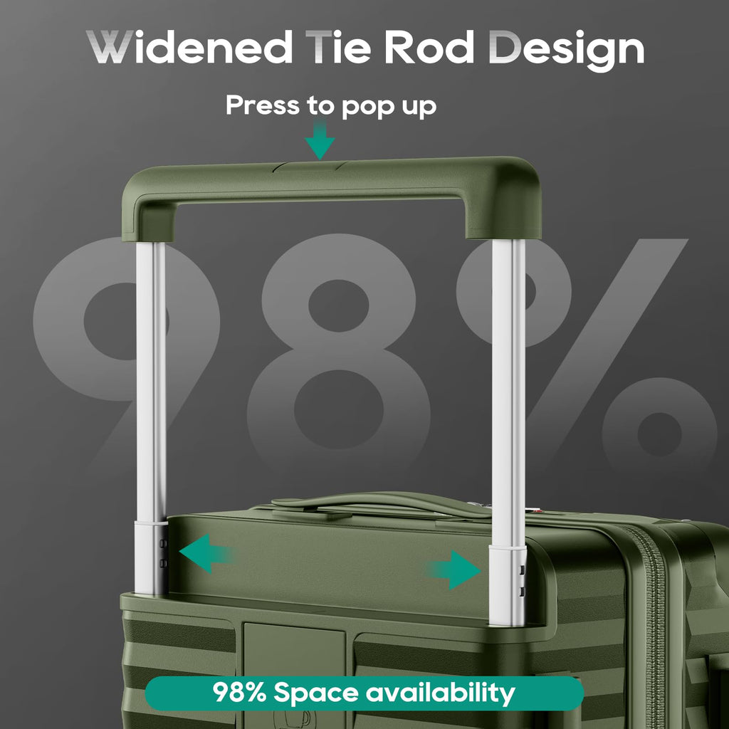Joyway 20 Inch Carry on Luggage with Front Pocket, PC Hardshell Carry-on Suitcase with USB Port and Cup Holder, 21.5x14.2x9 Airline Approved, Luggage with Spinner Wheels and TSA Lock(Dark Green)
