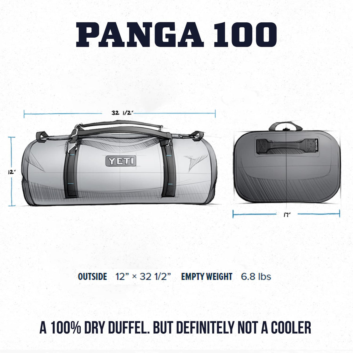 YETI Panga 50 Airtight Waterproof Submersible Duffel Bag, Tan, Panga 100, Panga 100