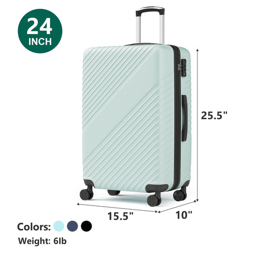 24 Inch Checked Luggage, ABS Hardside Suitcase with Spinner Wheels, Lightweight Medium Luggage with TSA Lock for Women and Men, Expandable Travel Suitcase for Business, Road Trips & Family Vacations