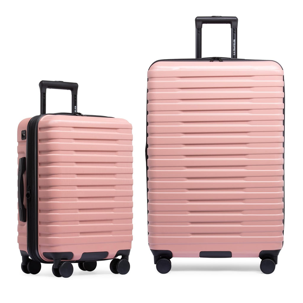 U.S. Traveler Boren Expandable Hardside Rugged Travel Luggage with 8 Spinner Wheels, Rose Pink, 2-Piece Set