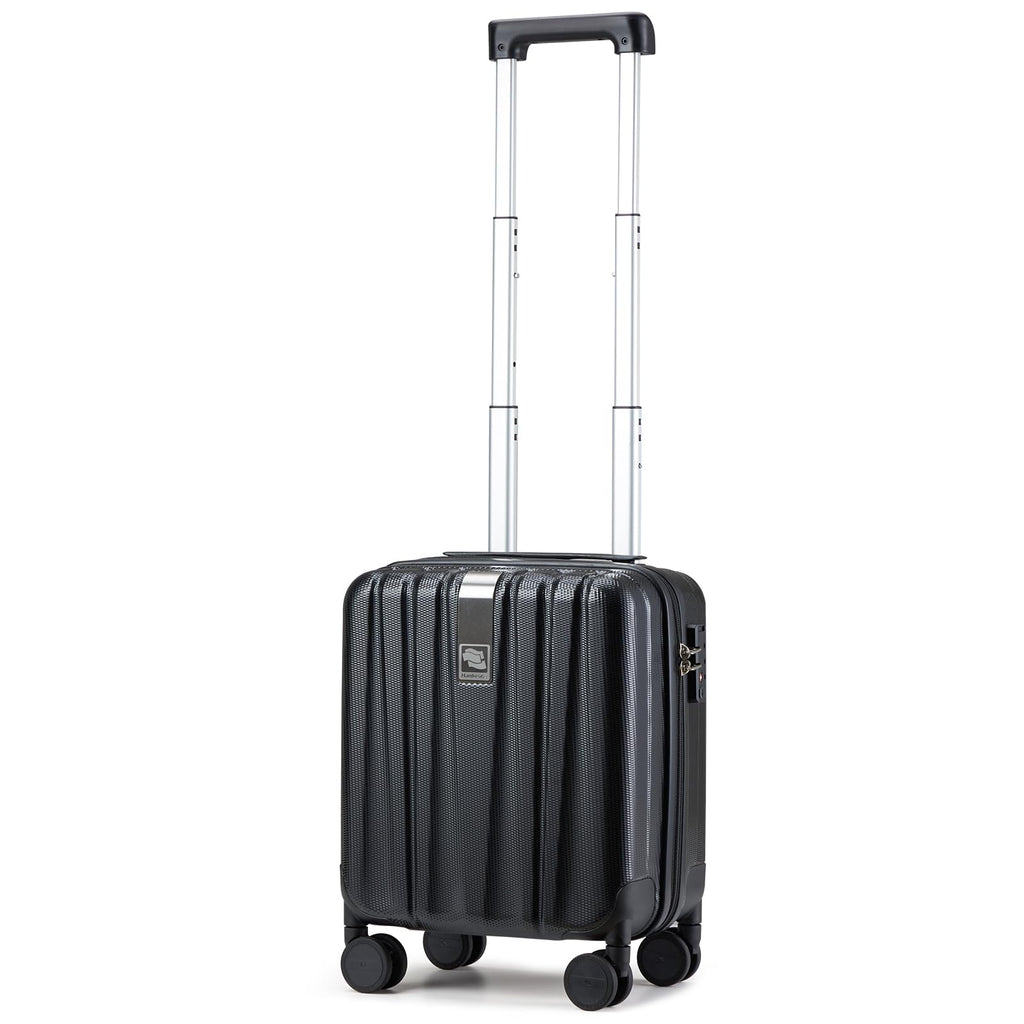 Hanke 14 Inch Underseat Carry On Luggage with Wheels Hard Shell Suitcases Carry On Bag Lightweight Small Mini Suitcase Tsa Luggage for Travel.（Jet Black）