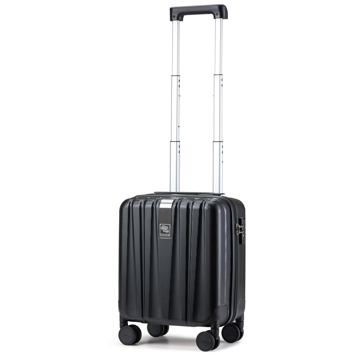 Hanke 14 Inch Underseat Carry On Luggage with Wheels Hard Shell Suitcases Carry On Bag Lightweight Small Mini Suitcase Tsa Luggage for Travel.（Jet Black）