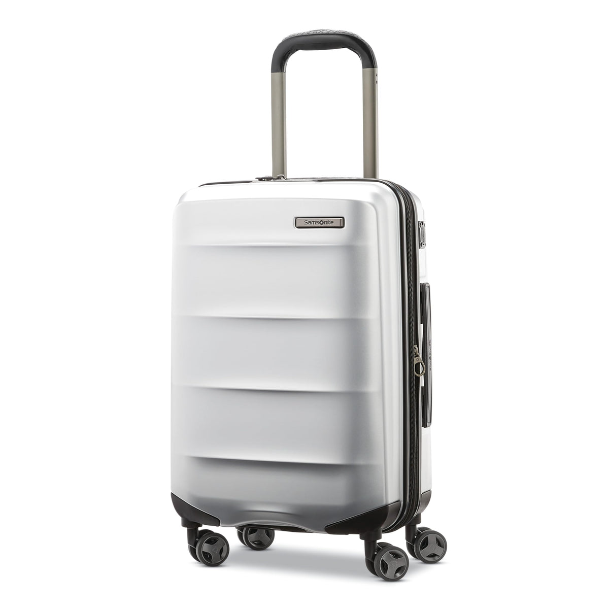 Samsonite Octiv Lightweight Hardshell 20-Inch Carry-On Luggage- Durable & Impact Resistant, 360° Aero Trac Spinner Wheels, Adjustable Telescopic Handle, Expandable Suitcase, TSA Approved Lock - Silver