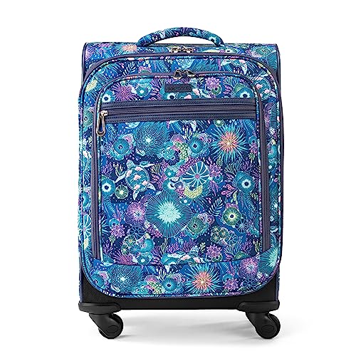 Sakroots On the Go 4 Piece Travel Bundle, Includes 21" Rolling Suitcase, Packable Large Tote, Medium & Small Pouches, Royal Blue Seascape