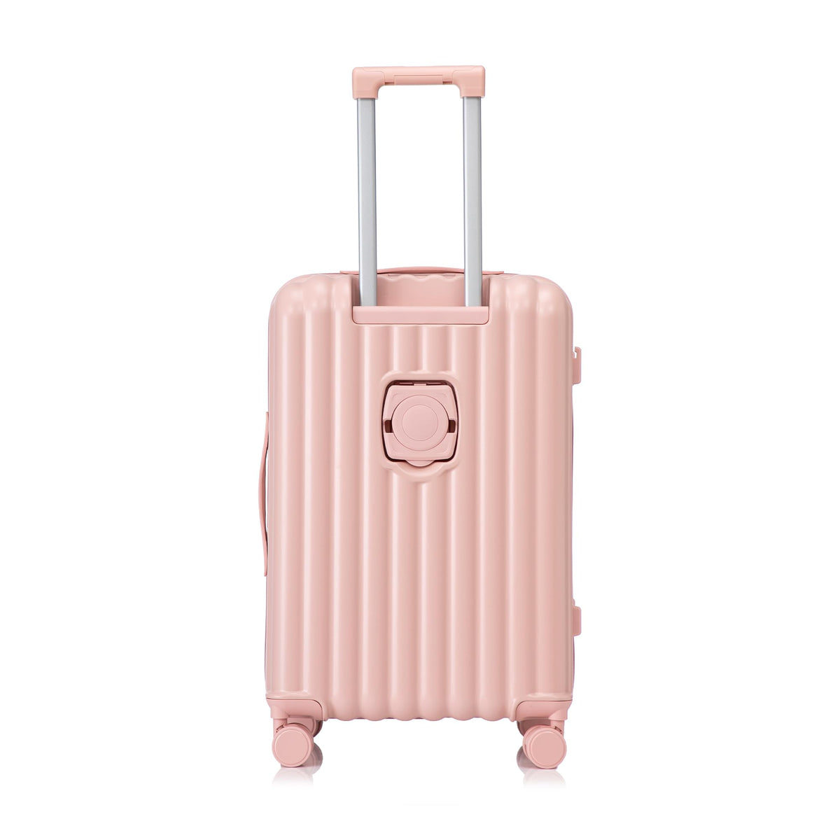 Campfun Luggage Sets 3 Piece, Carry On Luggage Set with Cup Holder and USB Port, Hardshell ABS Suitcase with TSA Lock Double Spinner Wheels Hook, Lightweight Suitcase 20/24/28in, Pink