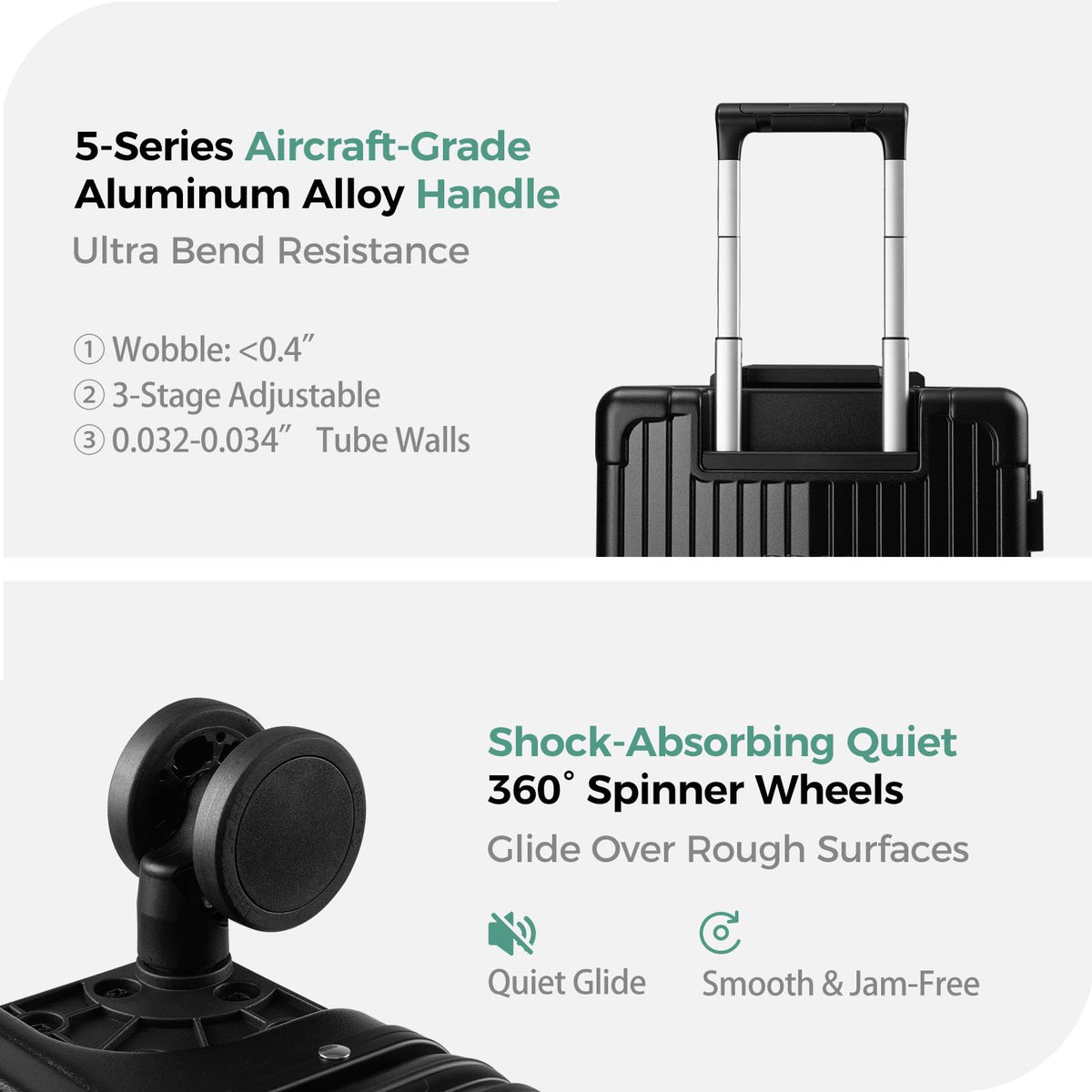 cllson Carry on Luggage Aluminium Frame with Cup Holder,Top opening Suitcases and USB Charging Port,Lightweight with Front Pocket Rolling Suitcases with Spinner Wheels (Black, 20Inch)
