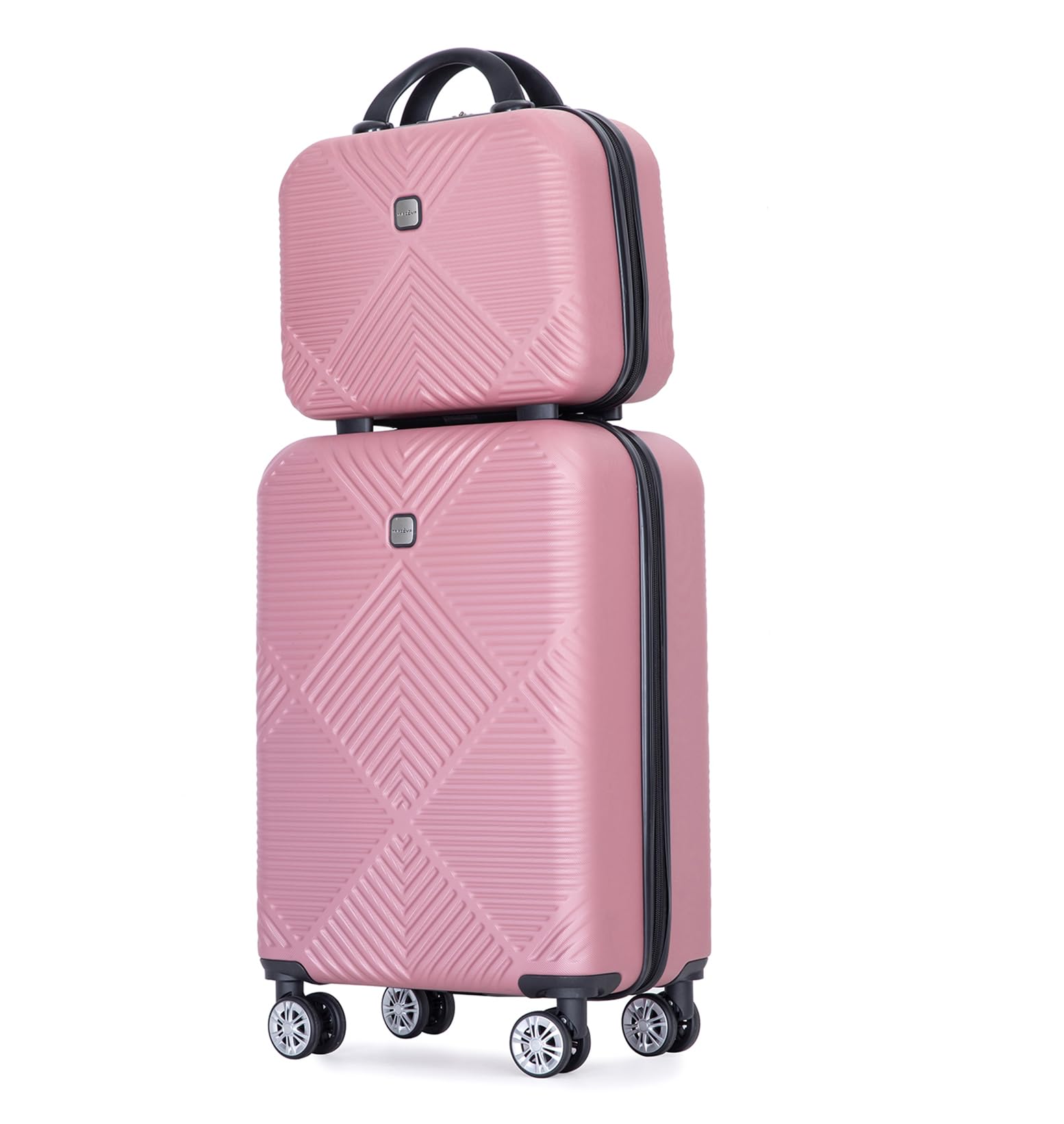 Tripcomp 2 Piece Carry on Luggage Set, Airline Approved 20 Inch Luggage with Cosmetic Case HardShell Suitcase with Spinner Wheels, Lightweight Durable Hardside Suitcases Set, Pink