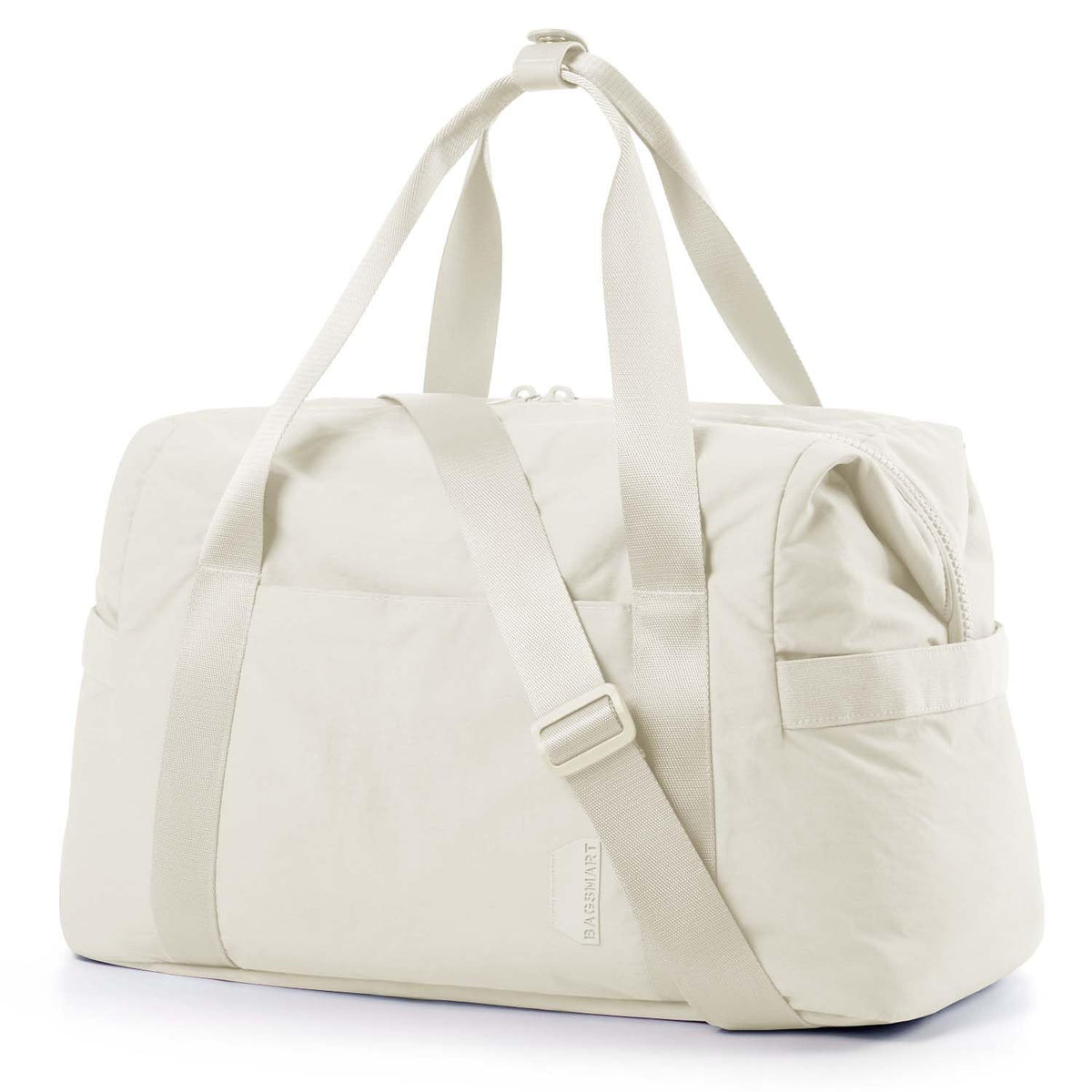 BAGSMART BAGSMART Gym Bag for Women, Carry on Weekender Overnight Bag, Travel Duffel Bags with Trolley Sleeve, Personal Item Travel Bag Tote Bag Workout Dance Bag(Light Beige,Medium)