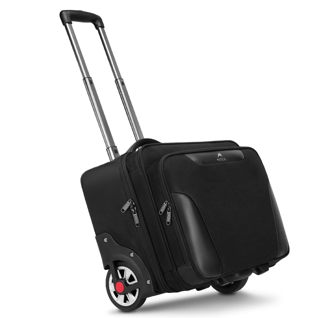 MATEIN Rolling Briefcase for Men, Large Rolling Laptop Bag with Big Wheels Fits 17.3 Inch Notebook for Travel Office Work, Water Resistant Roller Computer Case College Teacher Luggage Suitcase, Black