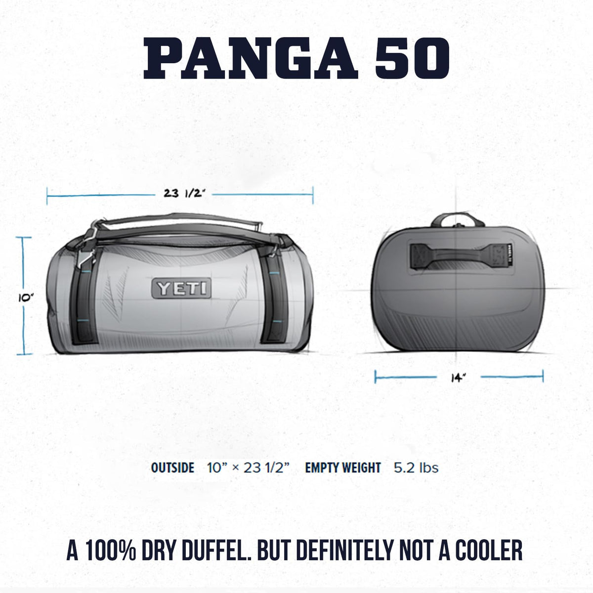 YETI Panga 50 Airtight Waterproof Submersible Duffel Bag, Tan