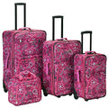 Rockland Fashion Softside 4 Piece Luggage Set, Expandable, (14" Tote/19"/24"/28"), Pink Bandana