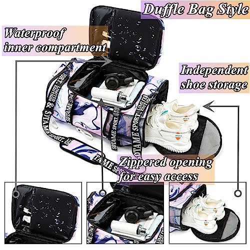Gym Duffle Bag Backpack with Shoe Compartment,4 ways Travel Backpack for Women and Men,Multi-Functional Weekender bag with Waterproof Layer&Laptop Compartment for Fitness, Travel,Camping(Purple)
