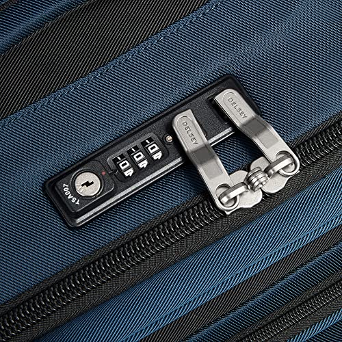 DELSEY PARIS Sky Max 2.0 Softside Expandable Luggage with Spinner Wheels, Blue, Checked-Large, 28 Inch