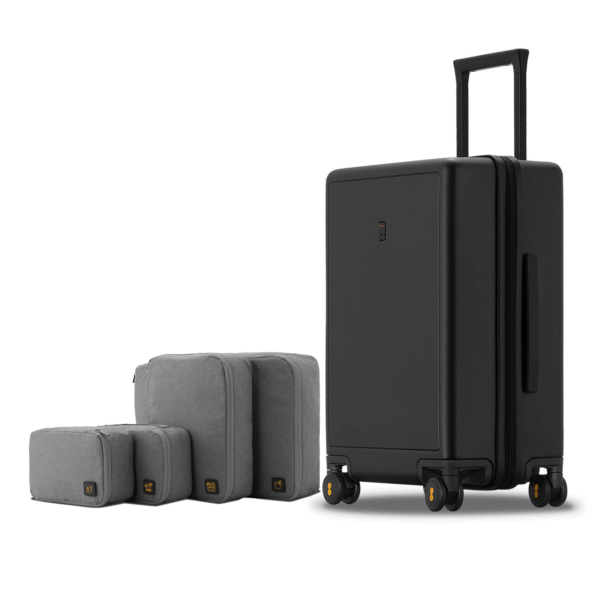 LEVEL8 Elegance Carry-on Suitcase, 20 Inch Carry on Luggage, Hardside Large Suitcases with Wheels, Tavel Bag with Tsa Lock, Black
