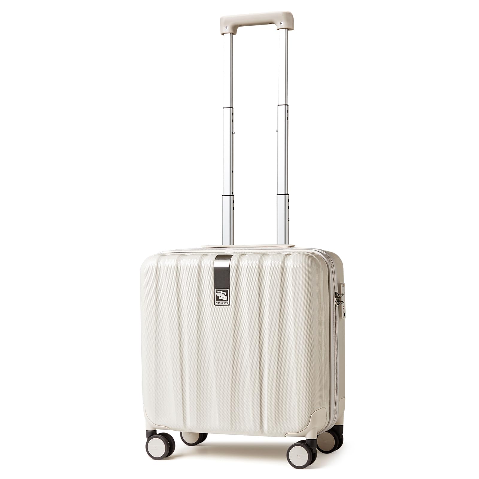 Hanke 16 Inch Underseat Carry on Luggage with Wheels Small Hard Shell Suitcases for Weekender,Travel Approved Lightweight Travel Luggage Suitcase for Womem Men,Christmas Gifts for Birthday-Ivory White