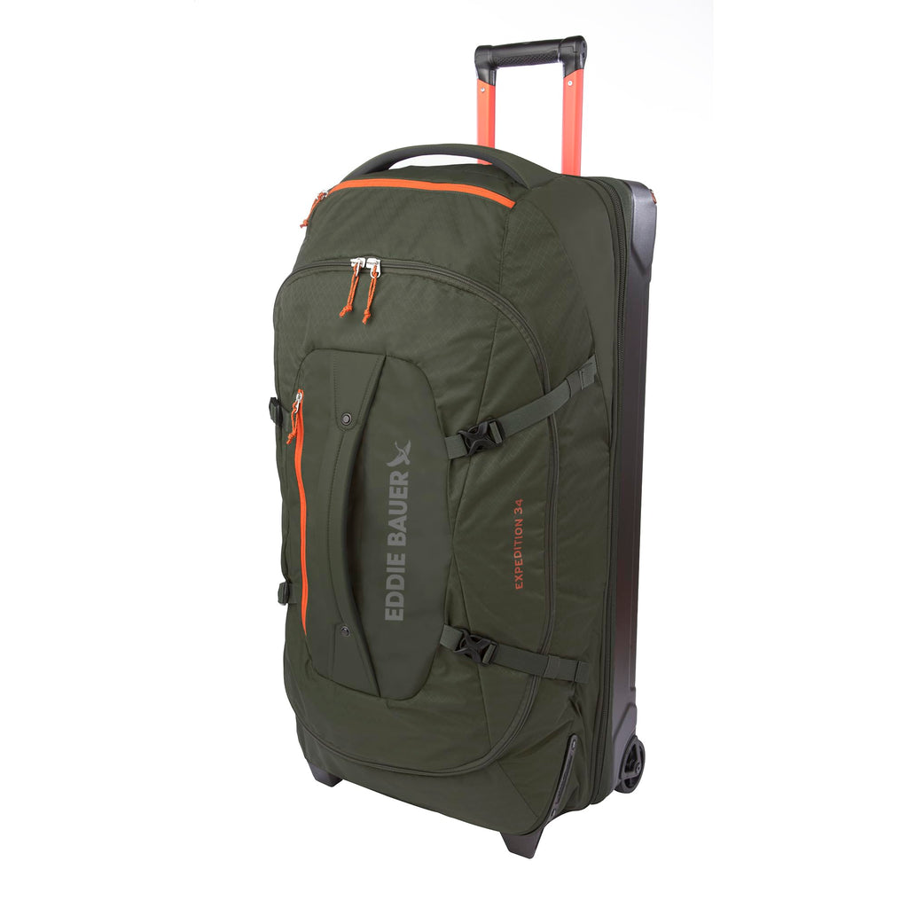 Eddie Bauer Expedition Rolling Duffel Bag with Wheels | Travel | Check-In | Luggage | Rugged | Durable - Dark Thyme, 34"